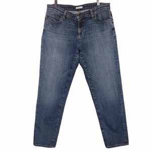 Eileen Fisher Mid-Rise Straight Blue Denim Jeans Faded Front Women’s Size 10